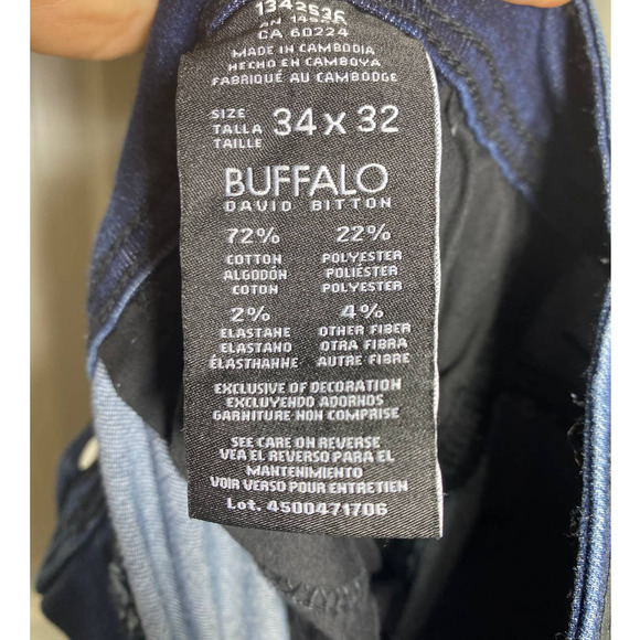 Buffalo David Bitton Axel Mens size 34x32 dark wash Slim Stretch Jeans - Picture 8 of 9